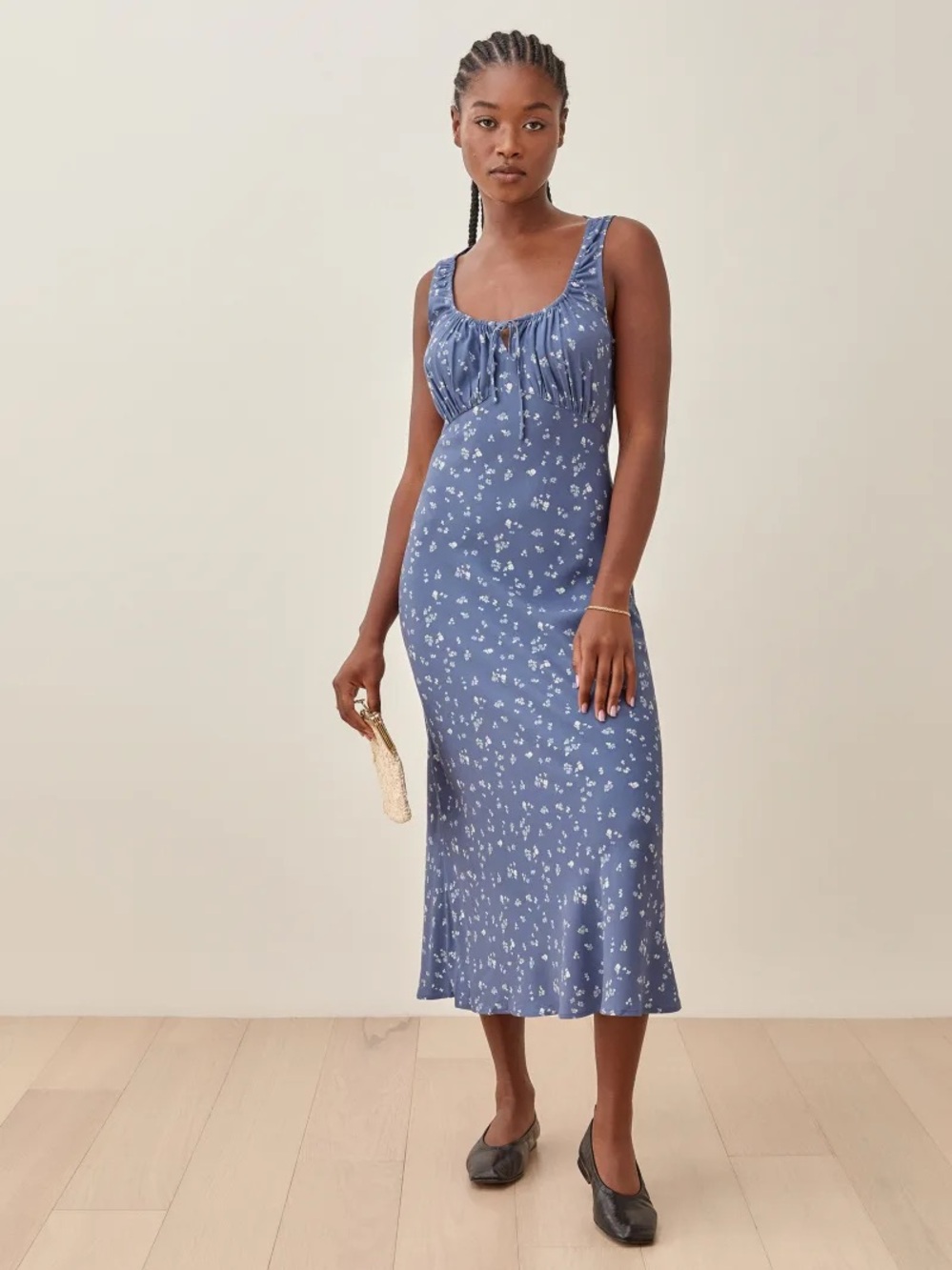 Reformation Lauryl Y2K Floral Midi Sleeveless Dress